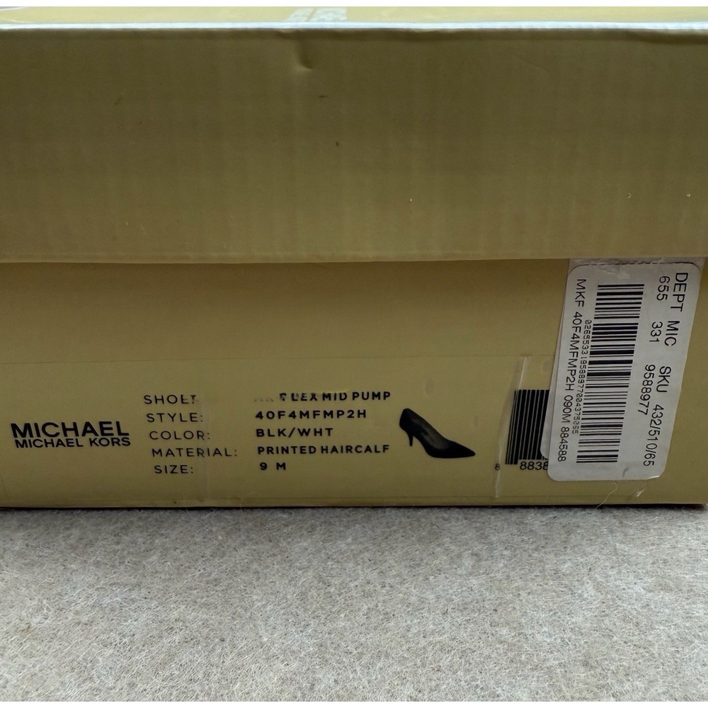 Michael Kors Heels Womens 9M Black White Houndstooth Dorothy MK-Flex Mid Pump - Picture 10 of 10